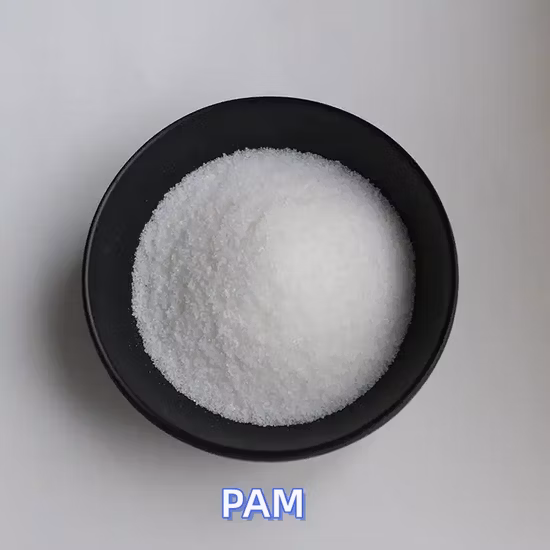 Anionisches Flockungsmittel PAM aus Polyacrylamid zur Wasseraufbereitung. Kostenlose Probe, weißes Pulver